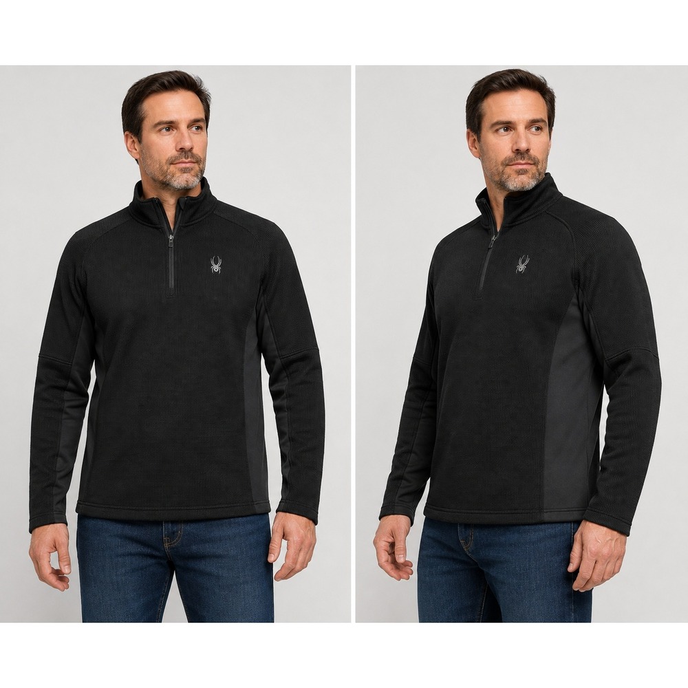 Spyder Mens Core Sweater Black Quarter Zip Pullover Fleece Jacket XL 3468
